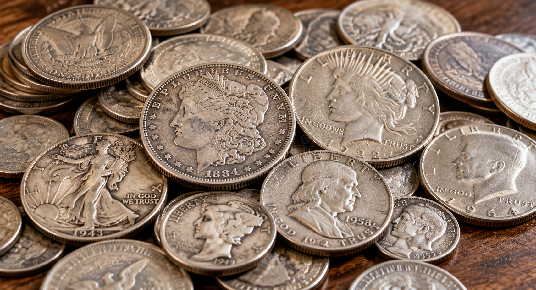 Pile of old U.S. silver coins